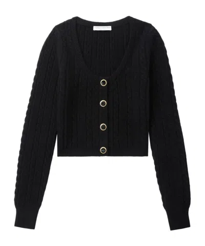 ALESSANDRA RICH WOOL CABLE-KNIT CARDIGAN