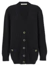 Alessandra Rich Oversized Wool Cardigan In Black