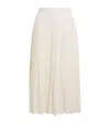 Alessandra Rich Womens White Pleated High-waist Stretch-wool Blend Midi Skirt In Neutral