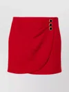 Alessandra Rich Wrap-effect Button-embellished Draped Wool Mini Skirt In Red