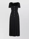 Alessandra Rich Wool Dress With Button Detailing In Black