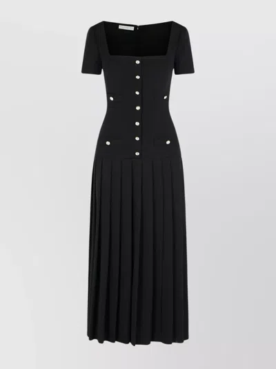 ALESSANDRA RICH WOOL DRESS WITH BUTTON DETAILING