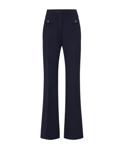 Alessandra Rich Wool High-waist Trousers In Navy Blue