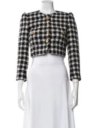 Pre-owned Alessandra Rich Wool Houndstooth Print Blazer In Black