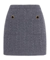 Alessandra Rich Knitted Mini Skirt With Braided In Gray