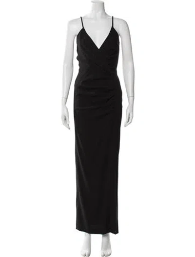 Pre-owned Alessandra Rich Wool Long Dress In Black