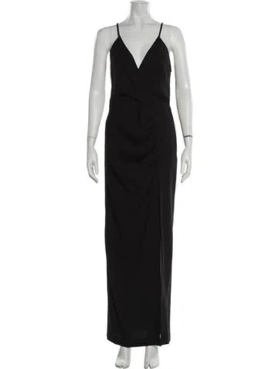 Pre-owned Alessandra Rich Wool Long Dress In Black