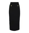 Alessandra Rich Ribbed Texture Midi Skirt With Front Slit In Black