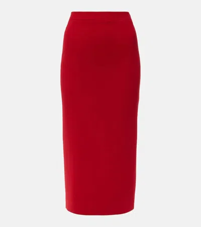 Alessandra Rich Wool Midi Skirt In Red