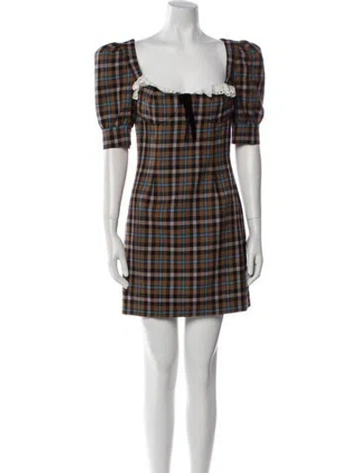 Pre-owned Alessandra Rich Wool Mini Dress In Brown