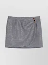 Alessandra Rich Wool Mini Skirt Buttoned Darts In Blue