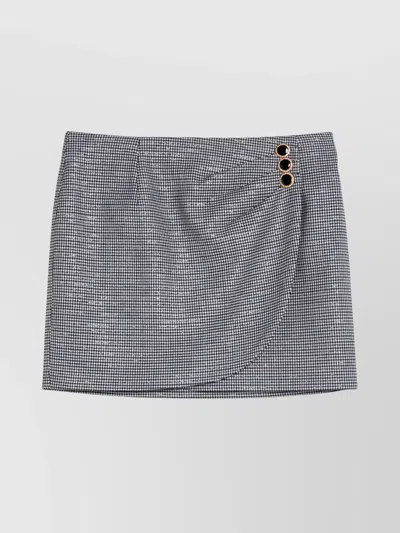 ALESSANDRA RICH WOOL MINI SKIRT BUTTONED DARTS