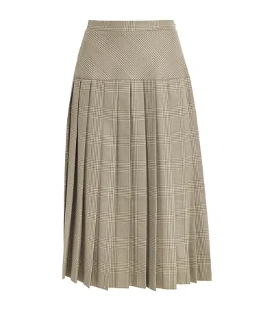 Alessandra Rich Wool Prince Of Wales Check Pleated Skirt