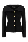 Alessandra Rich Wool Blazer With Structured Tailoring In Black
