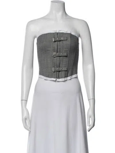 Pre-owned Alessandra Rich Wool Strapless Top In Neutrals