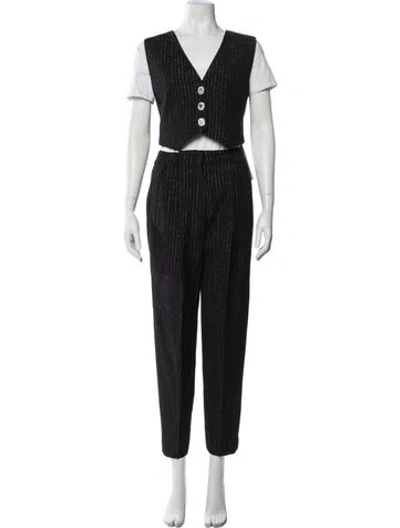 Pre-owned Alessandra Rich Wool Striped Pantsuit In Blue