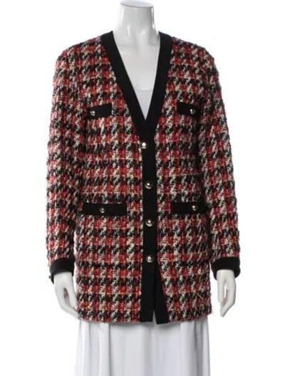Pre-owned Alessandra Rich Wool Tweed Pattern Blazer In Red
