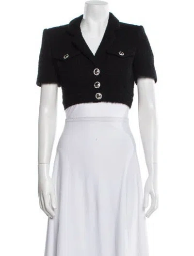 Pre-owned Alessandra Rich Wool Tweed Pattern Bolero In Black