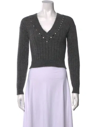 Pre-owned Alessandra Rich Wool V-neck Sweater In Grey