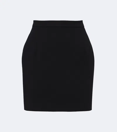 Alessandra Rich Wool-blend Crepe Mini Skirt In Black