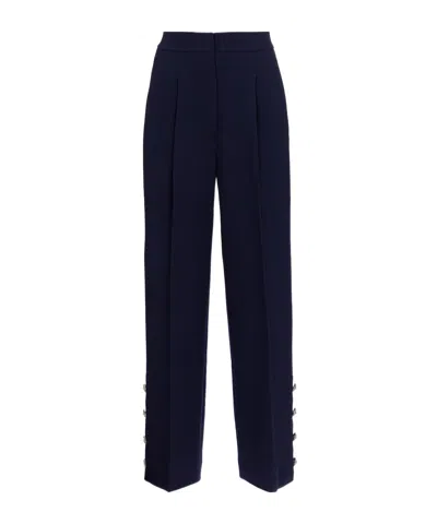 Alessandra Rich Wool-blend Crêpe Wide-leg Pants In Blue