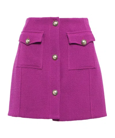 Alessandra Rich Wool-blend Miniskirt In Purple