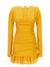 Alessandra Rich Mini Dress With Polka Dot Pattern In Yellow