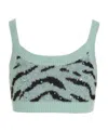 Alessandra Rich Zebra Intarsia-knit Cropped Top In Green