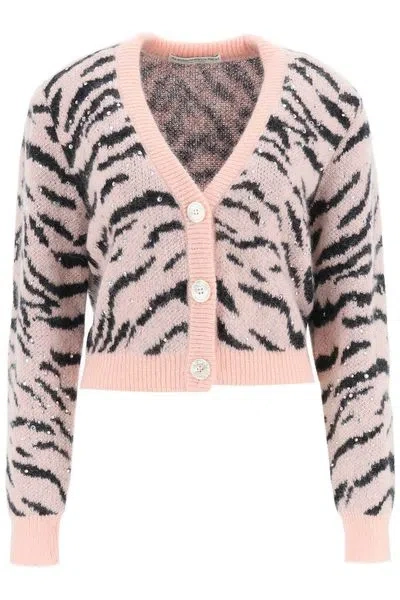 ALESSANDRA RICH ALESSANDRA RICH ZEBRA PATTERN KNITTED CARDIGAN