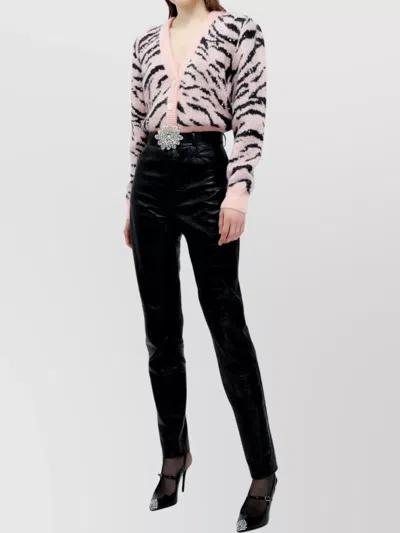 ALESSANDRA RICH ZEBRA PRINT KNIT CARDIGAN
