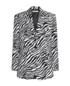 Alessandra Rich Oversized Velvet Zebra Print Jacket In Black