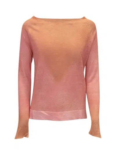 Alessandro Aste Copper Linen Nairoby Spray Art Sweater In Salmon