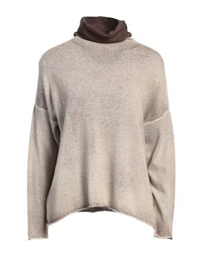 Alessandro Aste Woman Turtleneck Beige Size M Merino Wool, Cashmere In Gray