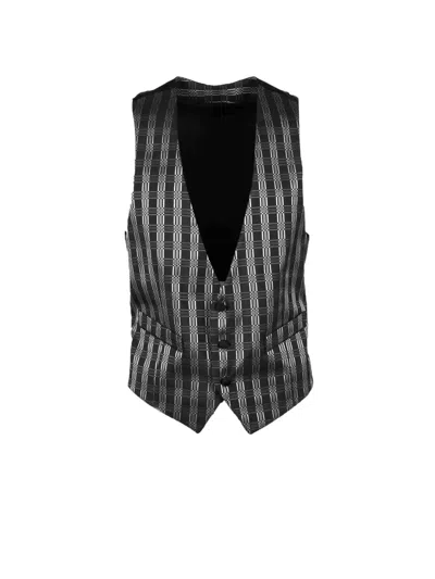 Alessandro Dell Acqua Black/grey Polyester Acetate Vest In Multi