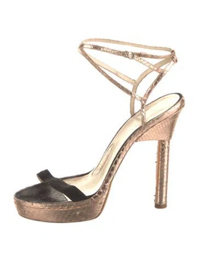 Pre-owned Alessandro Dell'acqua Embossed Leather Animal Print Sandals In Multi