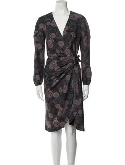Pre-owned Alessandro Dell'acqua Floral Print Midi Length Dress In Gray