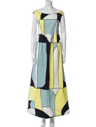 Pre-owned Alessandro Dell'acqua Printed Long Dress In White