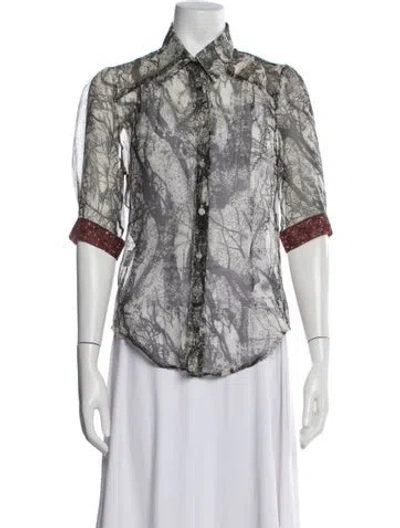 Pre-owned Alessandro Dell'acqua Printed Three-quarter Sleeve Blouse In Multi
