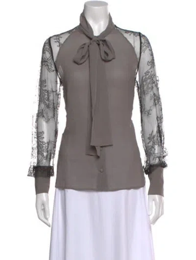 Pre-owned Alessandro Dell'acqua Silk Lace Pattern Blouse In Gray