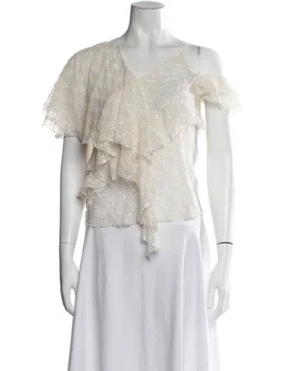 Pre-owned Alessandro Dell'acqua Silk Lace Pattern Blouse In Neutral