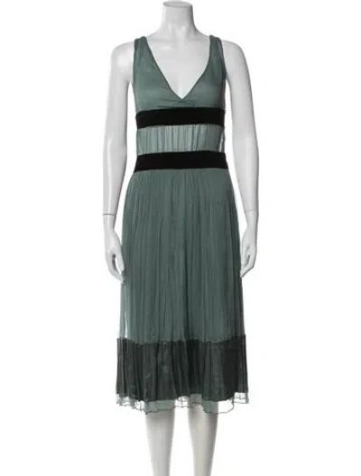 Pre-owned Alessandro Dell'acqua Silk Midi Length Dress In Black/green