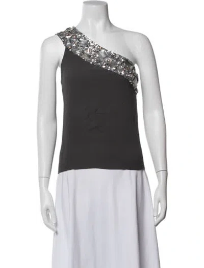 Pre-owned Alessandro Dell'acqua Silk One-shoulder Top In Grey