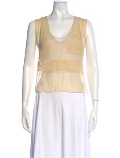 Pre-owned Alessandro Dell'acqua Silk V-neck Crop Top In Neutral