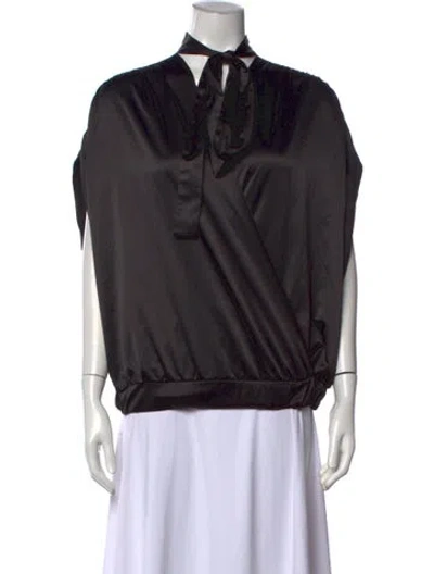 Pre-owned Alessandro Dell'acqua Tie Neck Sleeveless Top In Black
