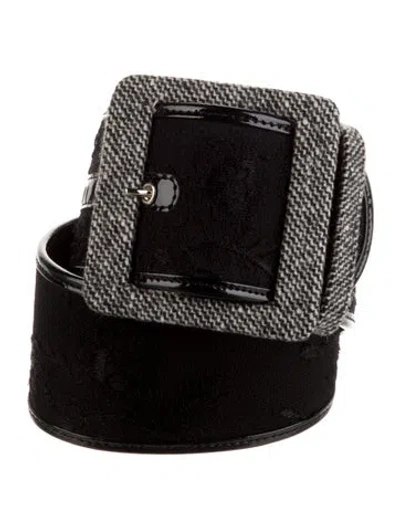 Pre-owned Alessandro Dell'acqua Wide Leather Waist Belt In Black