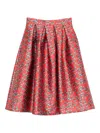 Alessandro Enriquez Printed Midi Skirt In Red