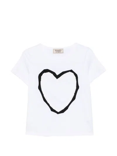 Alessandro Enriquez Printed T-shirt With Heart Mot In White