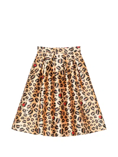 Alessandro Enriquez Animal-print Midi Skirt In Brown