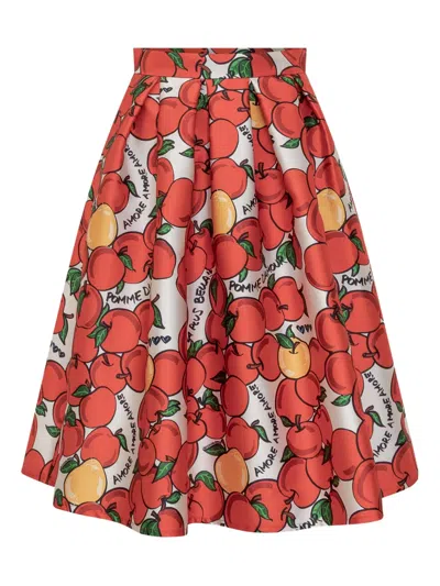 Alessandro Enriquez Apple-motif Skirt In Orange