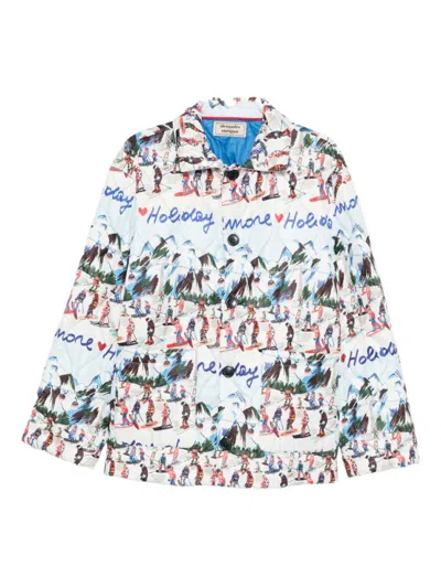 ALESSANDRO ENRIQUEZ BLUE PRINTED SHIRT JACKET